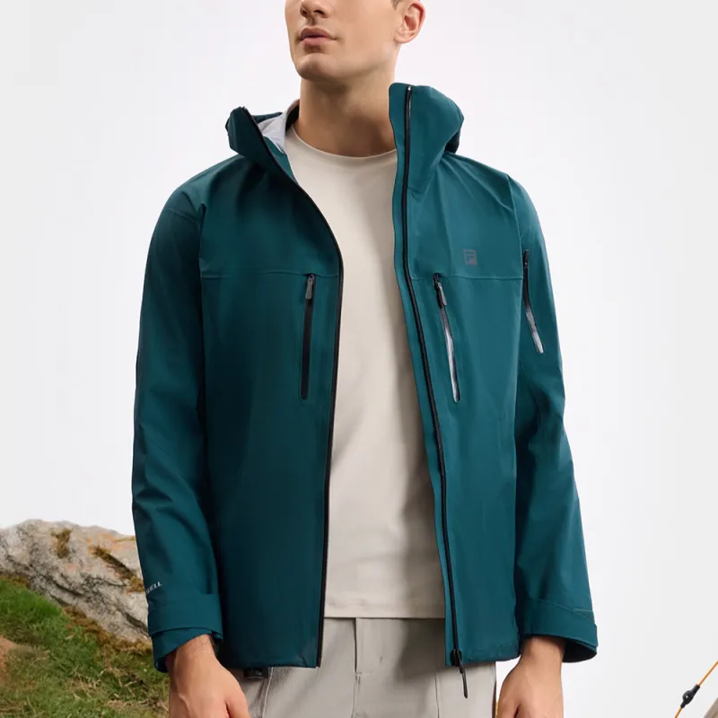 FILA Outdoor Hiking Waterproof And Windproof Windbreaker Jacket Men's Dark Green-3