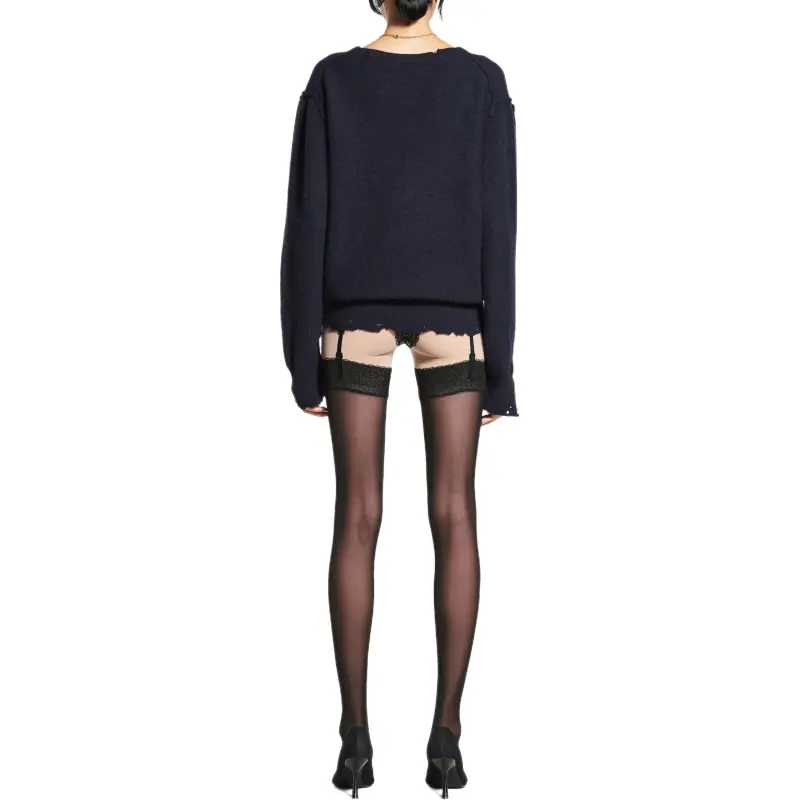 Balenciaga SS25 LAUREL CLASSIC INSIDE OUT Cashmere Sweater Regular Fit Women's Marine Blue-3