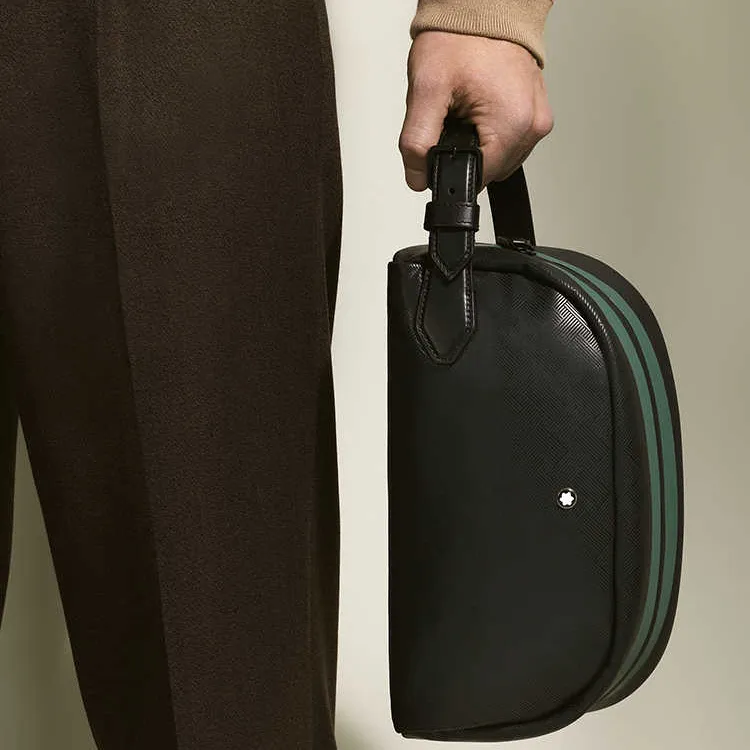 MONTBLANC Cow Leather Toiletry Bag Men's Black-4