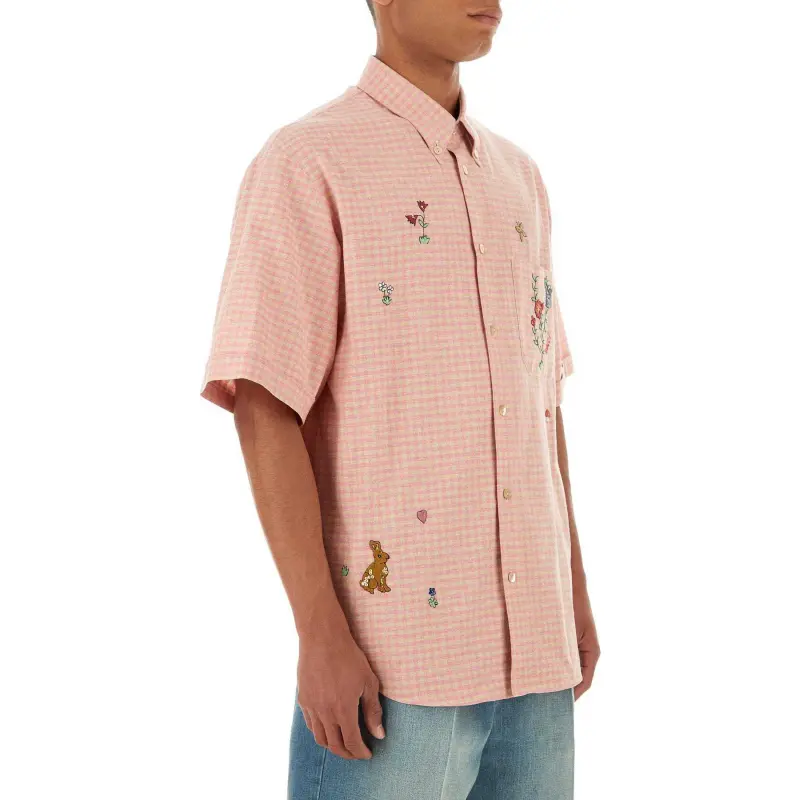 GUCCI All Over Graphic Patch Checkered Buttoned Shirt-2