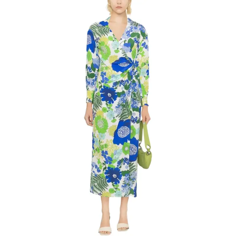 PAROSH Long Sleeved Dresses Women's Blue-1