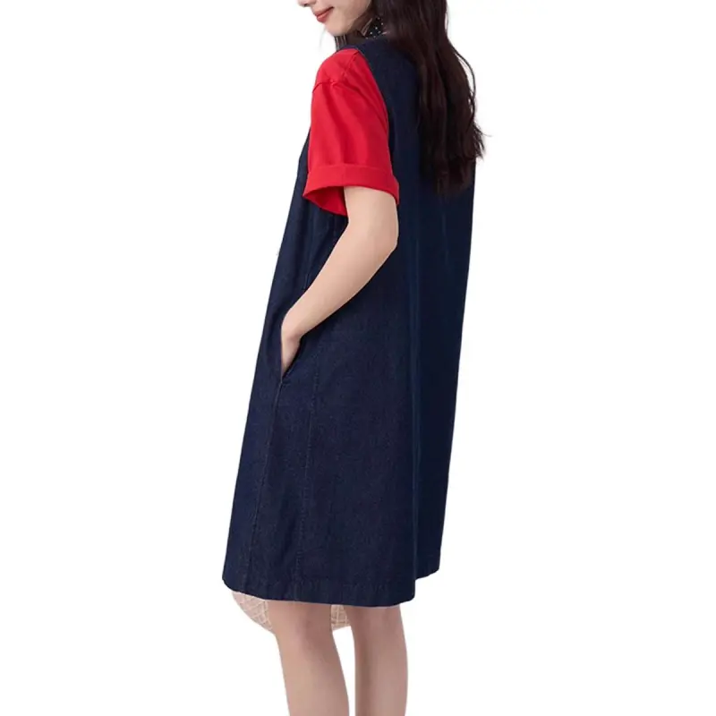 HTMEME Sleeveless Dress Women's Dark Blue-3