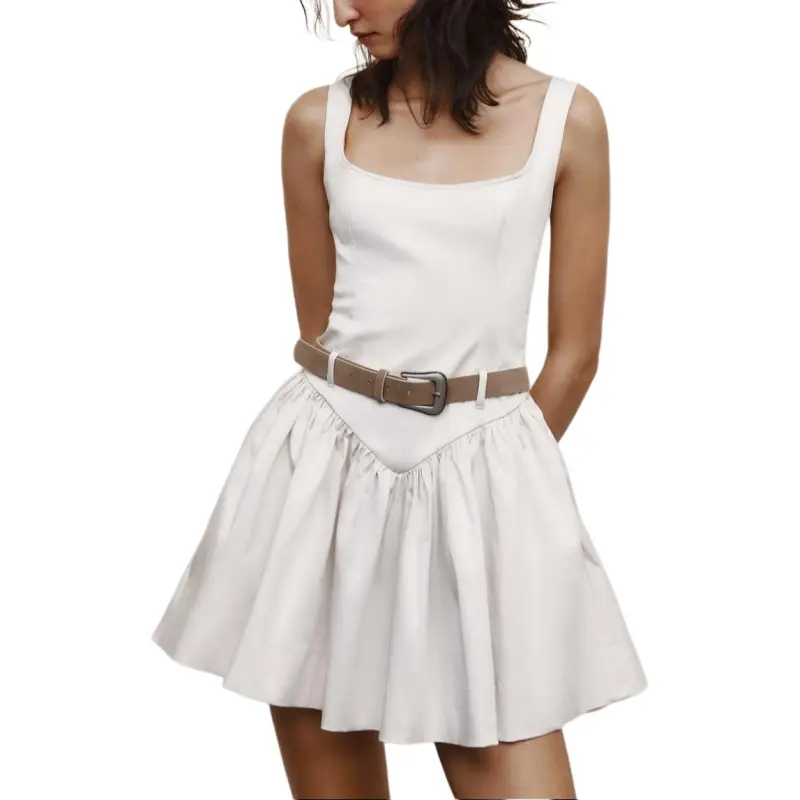 ZARA Sleeveless Dress Women's Beige-3