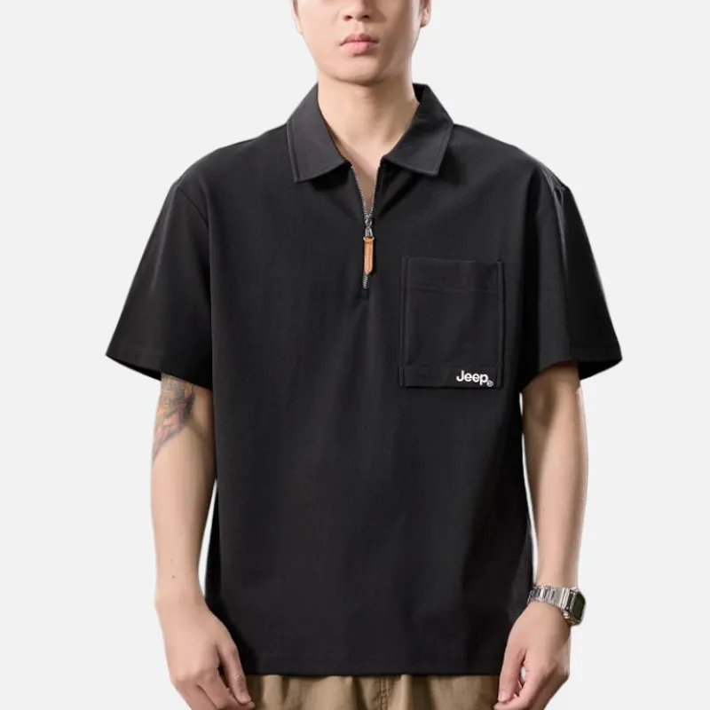 Jeep Outdoor Casual Polo Shirt Unisex Black-2