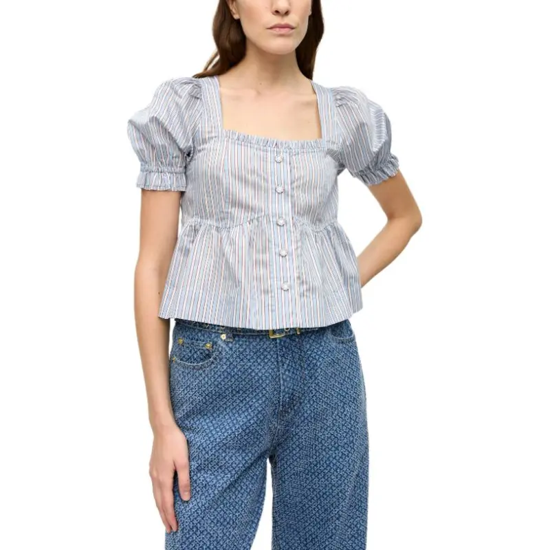 GANNI Striped Blouse-3