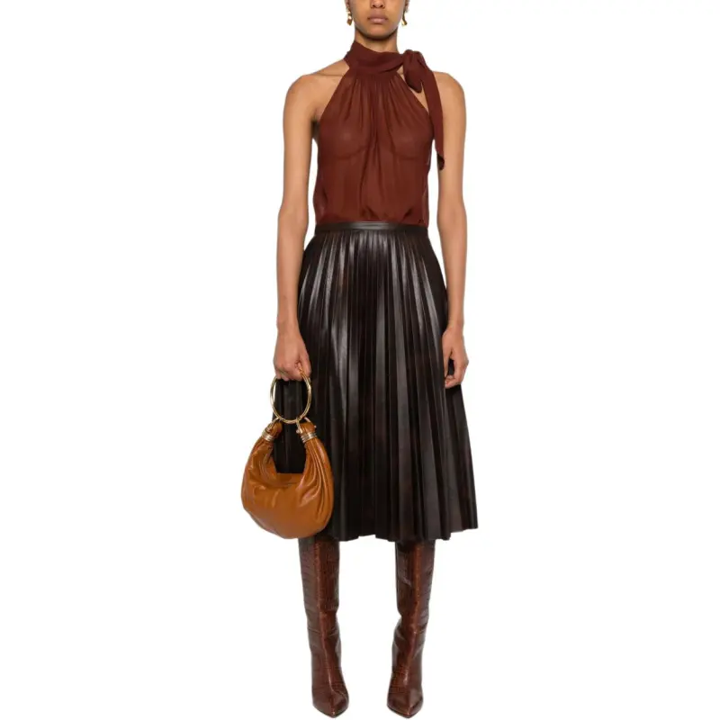 PINKO Kudrika High Waisted Pleated Skirt-2