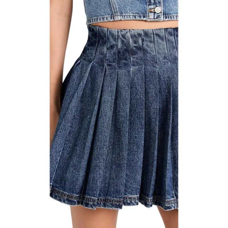 Self portrait Denim Short Skirts Women's Blue-4