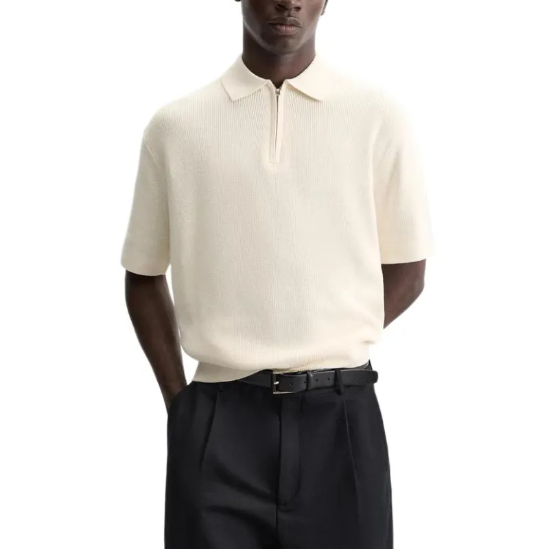 ZARA Polo Shirt Men's Raw White-2