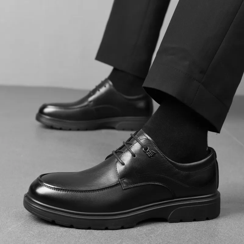 HLA Dress Shoes Men Low Top Black-5