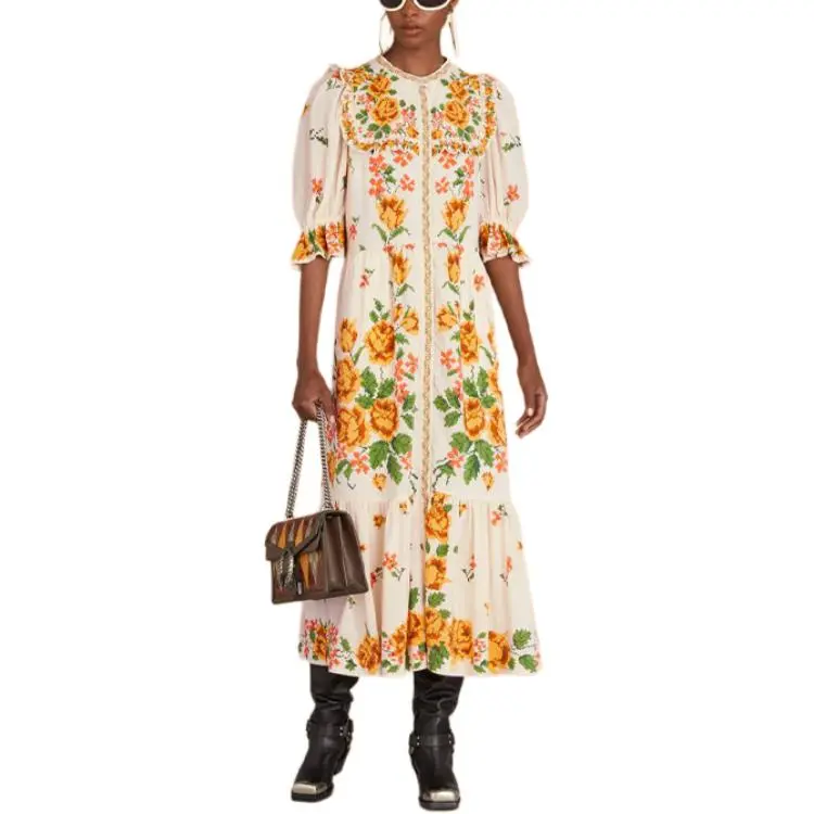 GUCCI SS23 Short-Sleeved Dresses Women's Cream-2