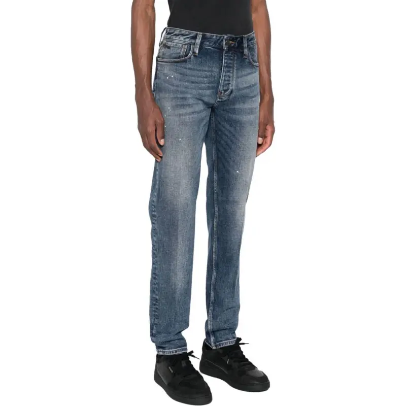 EMPORIO ARMANI Logo patch Cotton blend Tapered Jeans-6