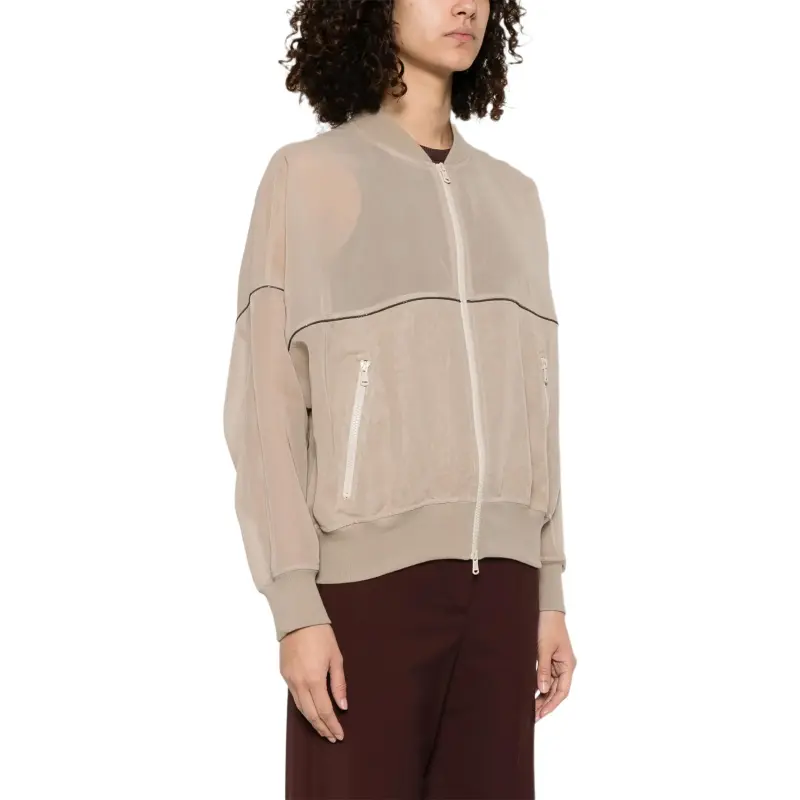 Brunello Cucinelli Shiny Trim Organza Bomber Jacket-3