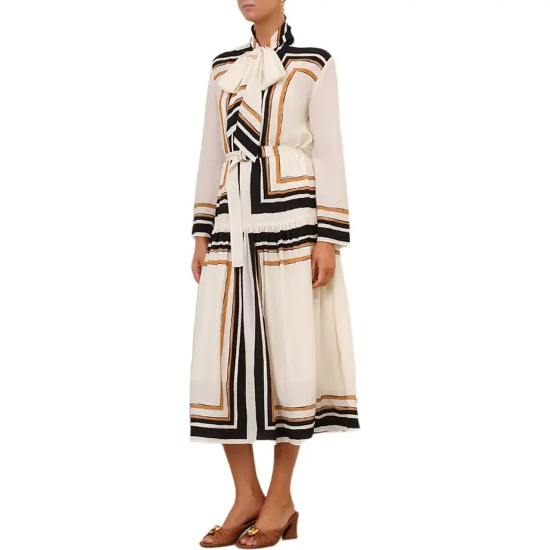 Zimmermann Pussy bow Collar Midi Dress-4