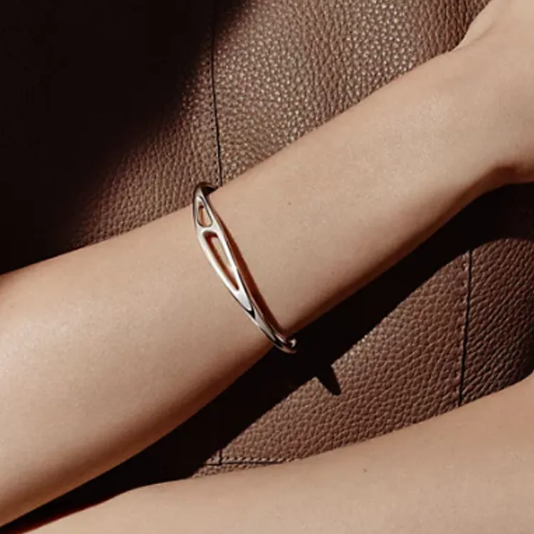 HERMES 925 Sterling Silver Bangles Unisex Silver-1