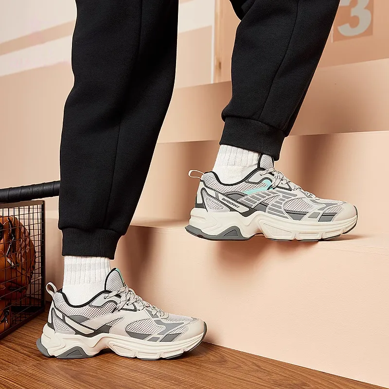 QIAODAN Mountain Sea SE Anti Slip Wear Resistant Low Top Casual Shoes Men's White Gray Silver-2