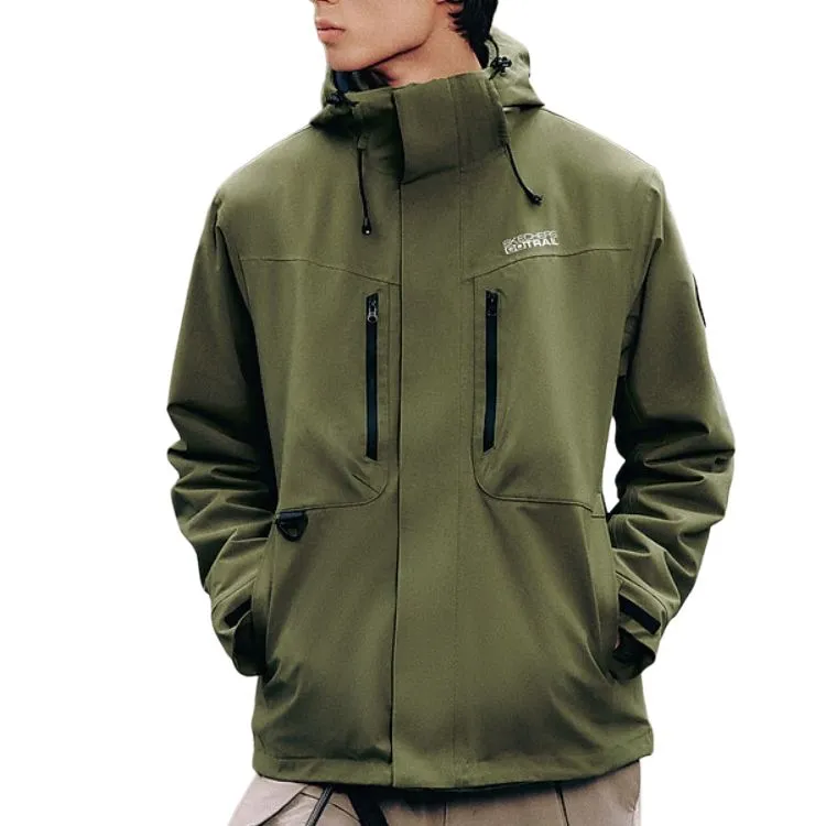 Skechers Hiking Waterproof And Windproof To Keep Warm Windbreaker Jacket Men's Khaki Green-3
