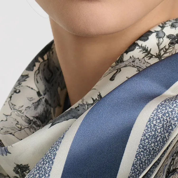 DIOR Silk Silk Scarves Women's Blue-2