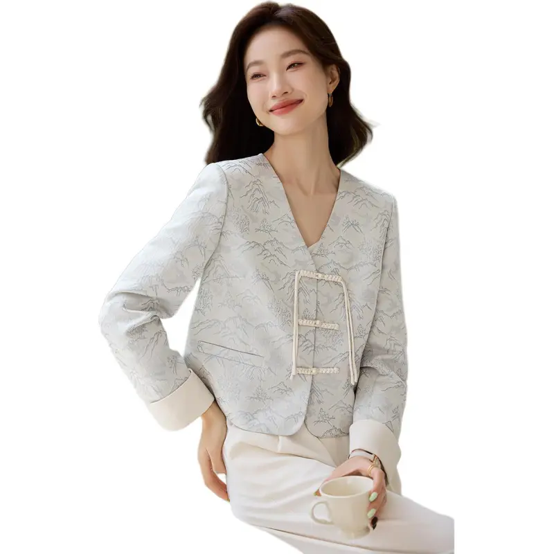Mo Han Yi Mei Jackets Coats Women's Light Blue-1