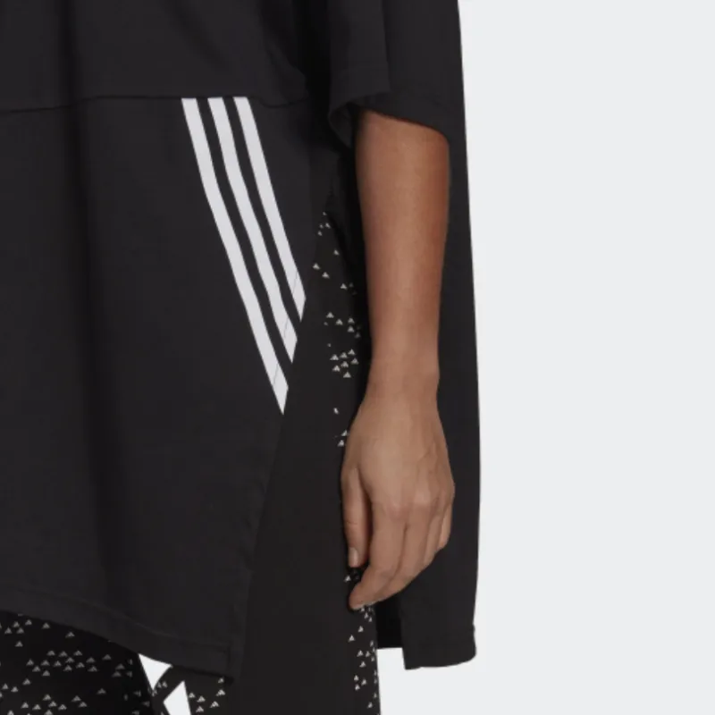 Adidas Drop Shoulder Sleeve T Shirt Women's Black-5