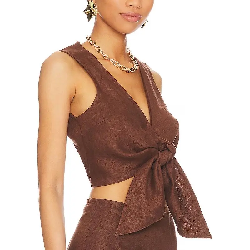 FAITHFULL THE BRAND Crop Tops Women's Brown-2