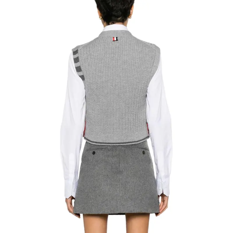 THOM BROWNE Button Up Cropped Vest-4