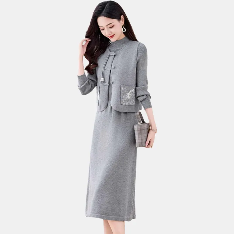Yi Mengyuan Two Piece Skirt Sets Women's-3
