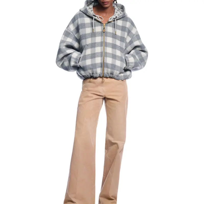 LOUIS VUITTON Double Face Check Zip Up Jacket-4