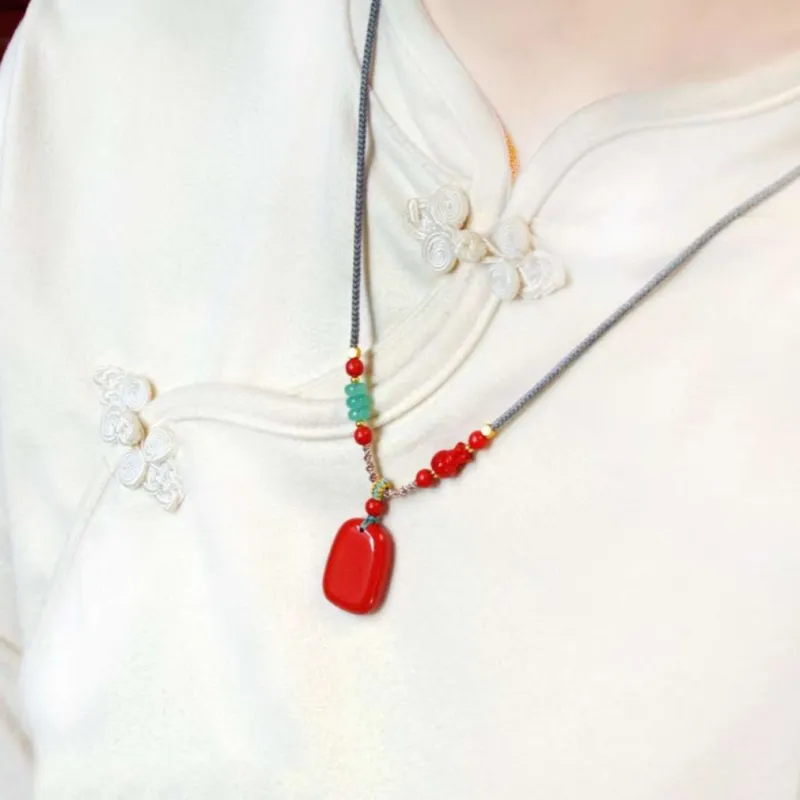 JUNWEN Cinnabar Necklaces Unisex-6