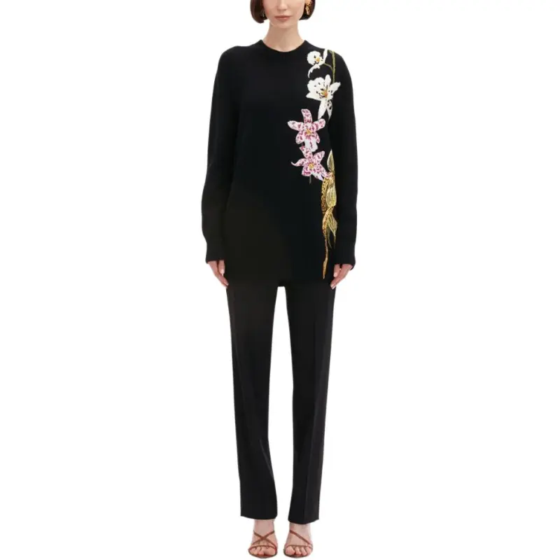 Oscar De La Renta Orchid Crochet Sweater-1
