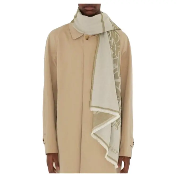 Burberry Ekd Logo jacquard Frayed Scarf-4
