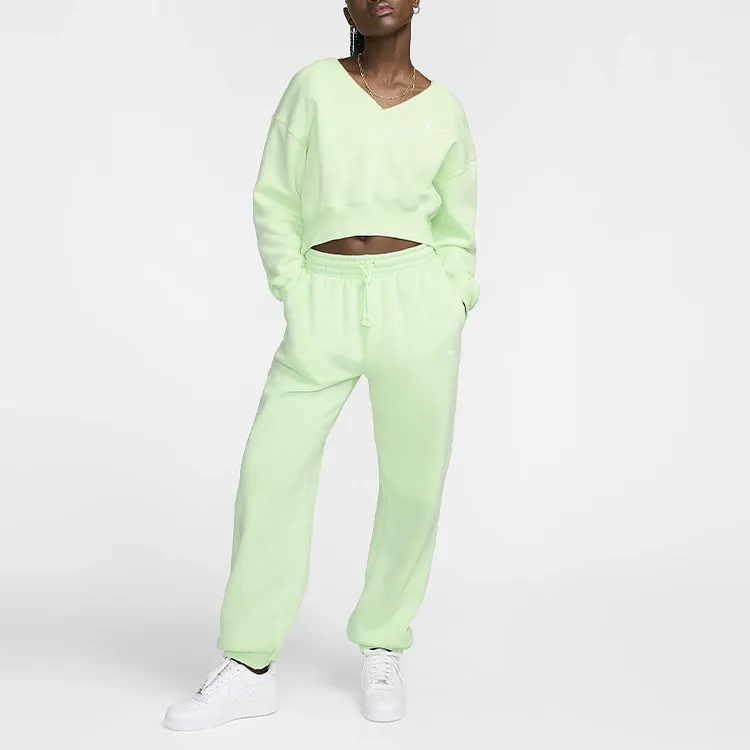 Nike Sportswear Phoenix Fleece Crop Tops Women's Vapor Green/Sail Color-2