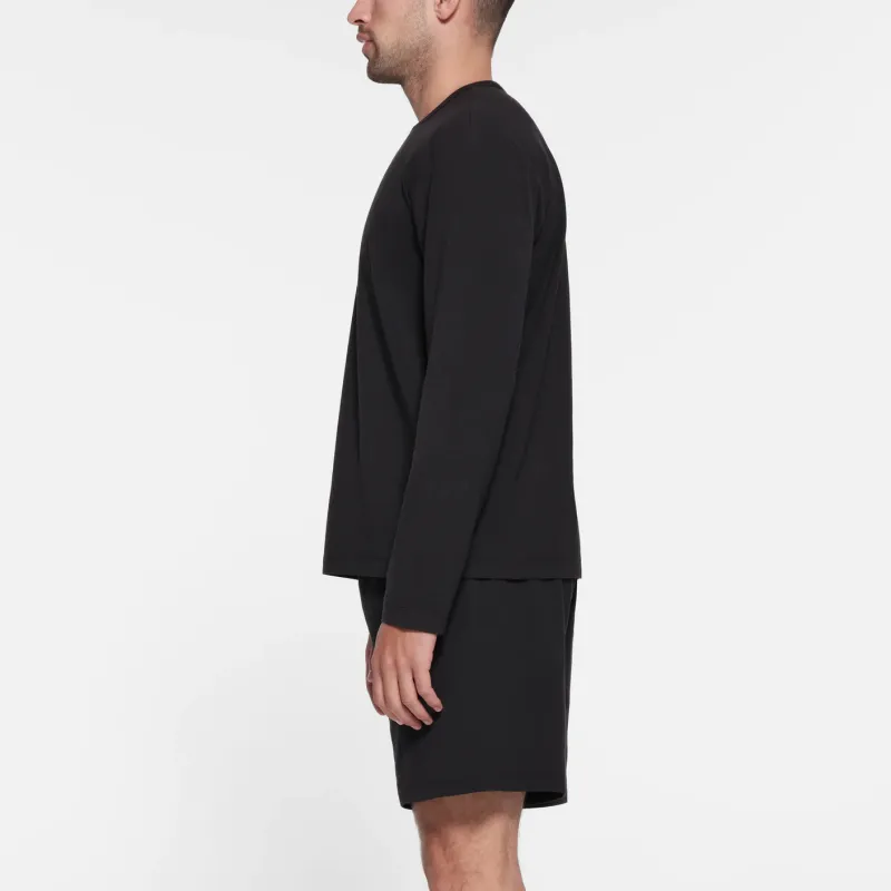 SKIMS JERSEY LOUNGE MENS RELAXED LONG SLEEVE T-SHIRT T-Shirt Men's OBSIDIAN/Obsidian Color-2