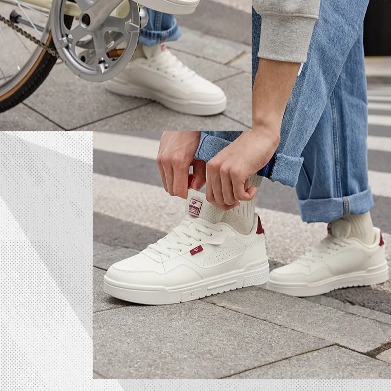 361° Slip Resistant Low Top Skateboard Shoes Men's White Red-4