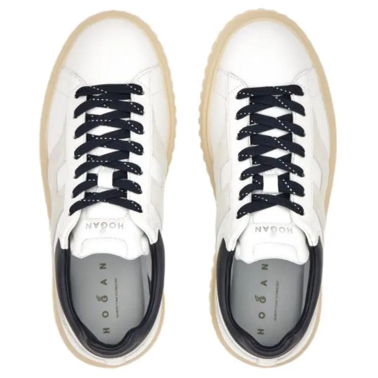 HOGAN H Stripes Low Top Skateboard Shoes Men's White Gray-4