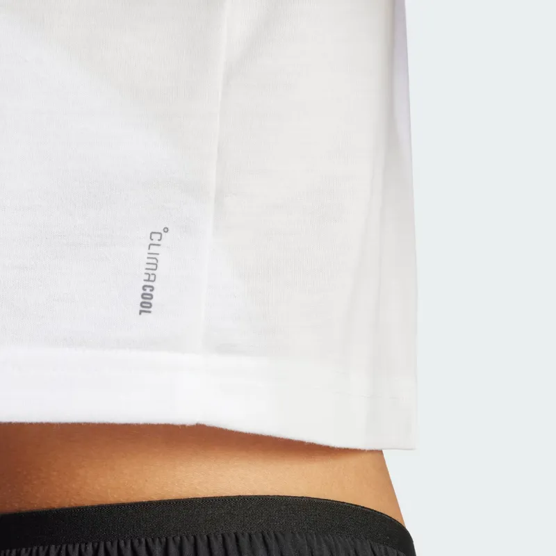 Adidas ESSENTIALSClimacool Drop Shoulder Sleeve T Shirt Women's White-4