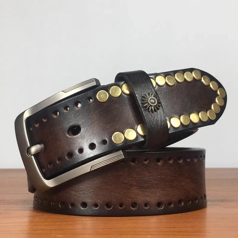 Emperor Penguin Handmade Original Perforated Pin Buckle Leather Belts Unisex 3.8cm-3