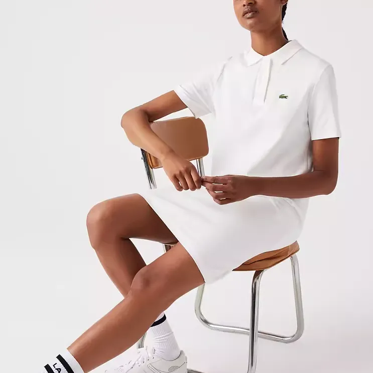 LACOSTE Short-Sleeved Dresses Women's White-4