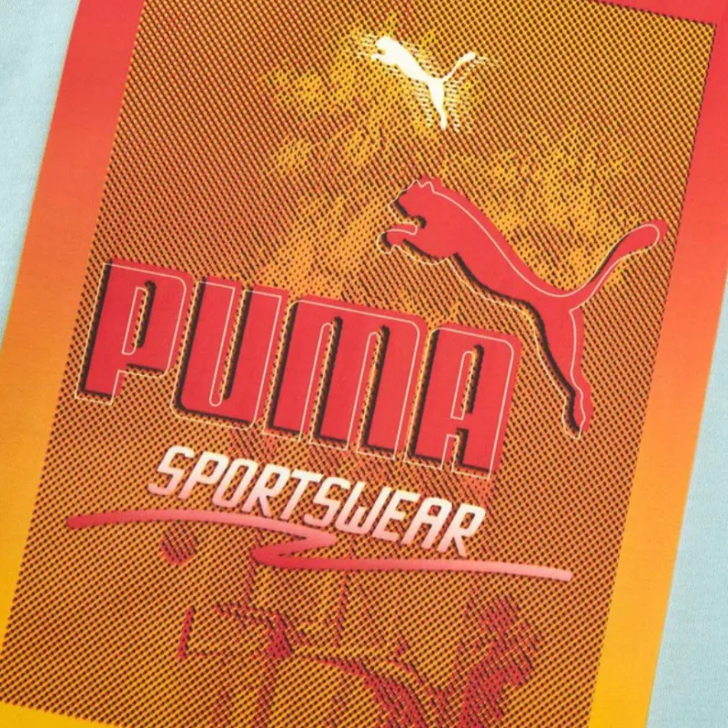 PUMA Basic GRAPHICS T Shirt Men's Tropical Lake Blue 22-2