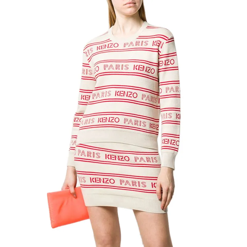 KENZO Letter Logo Casual Short Skirts Women's White-1