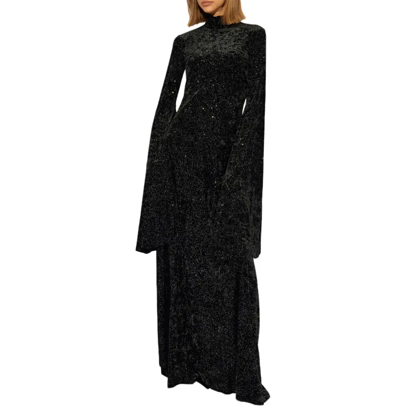 Balenciaga Velvet Long Sleeve Maxi Dress-2