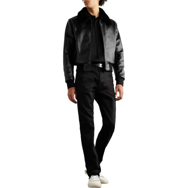 CELINE Leather Jackets Men Black-2