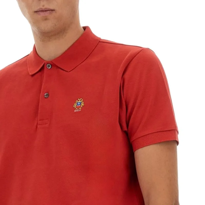 BALLY Logo Embroidered Straight Hem Polo Shirt-4