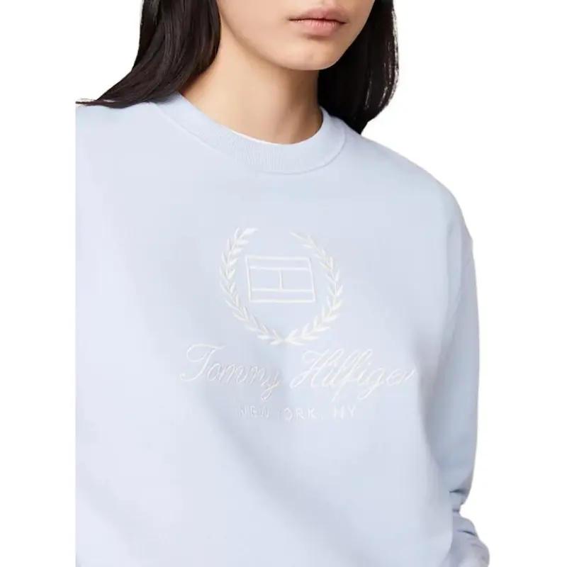 Tommy Hilfiger Crew Neck Logo Sweatshirt Sweatshirt Women's Light Blue-4