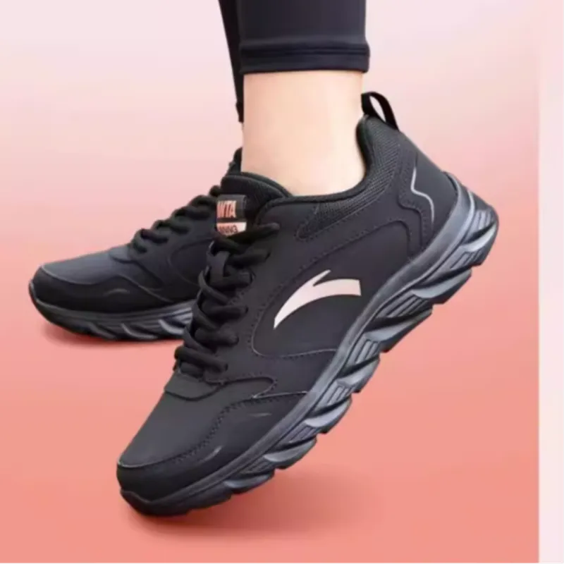 Anta Cushioned Slip Resistant Low Top Running Shoes Women's Black-3