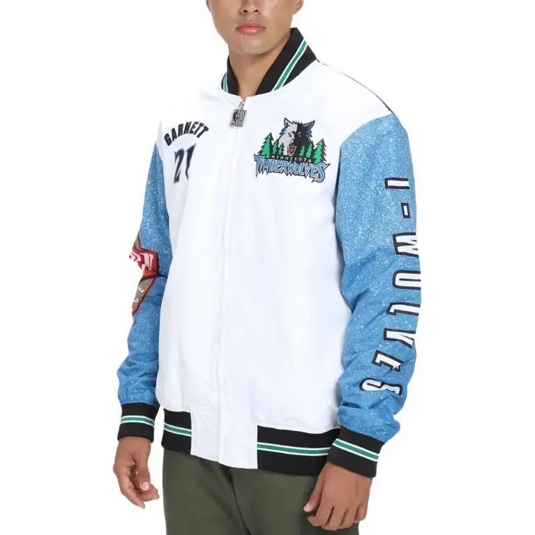 Mitchell & Ness Minnesota Timberwolves 21 Kevin Garnett Player Jacket Men's Multicolor/White-5