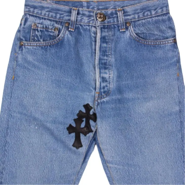 Chrome Hearts Jeans Men Denim Blue-3