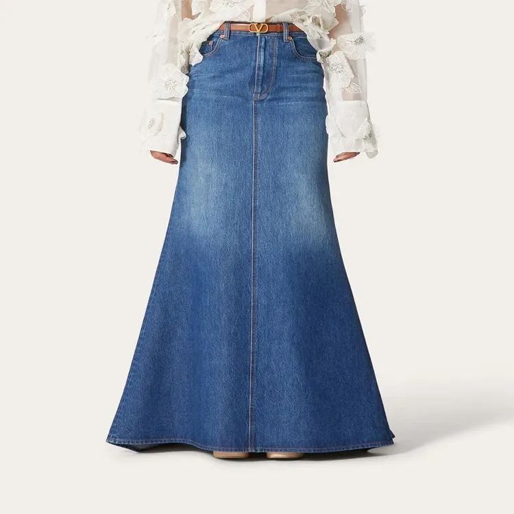 Valentino High Waist Denim Skirt-2