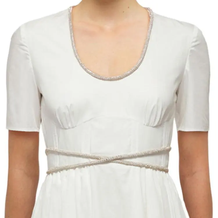 Self portrait Short Sleeved Dress Women's Pure White-3