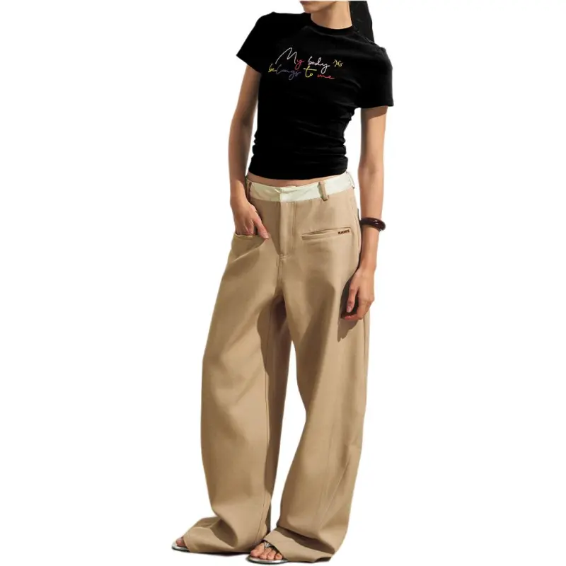 NAWS Spring Summer Candy Casual Pants Straight Fit Women's-4
