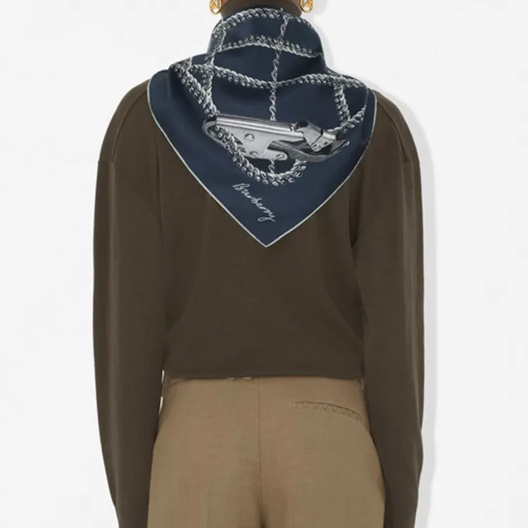 Burberry Silk Scarves Women's Blue-1